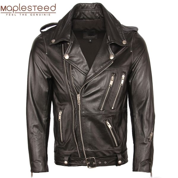 

motorcycle leather jacket men genuine leather jackets 100% cowhide sheepskin moto biker leather jacket man skin coat autumn m353 201128, Black