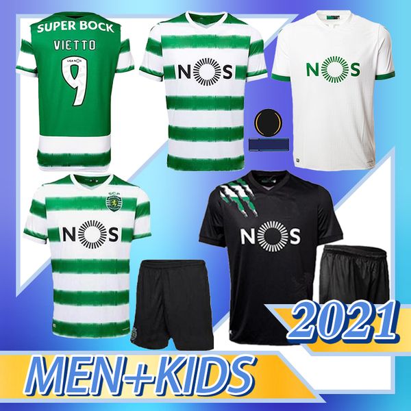 

20 21 sporting cp soccer jersey kids kit 2020 2021 sporting lisbon football shirt s.coates vietto camisa de futebol phellype acuna jersey, Black;yellow