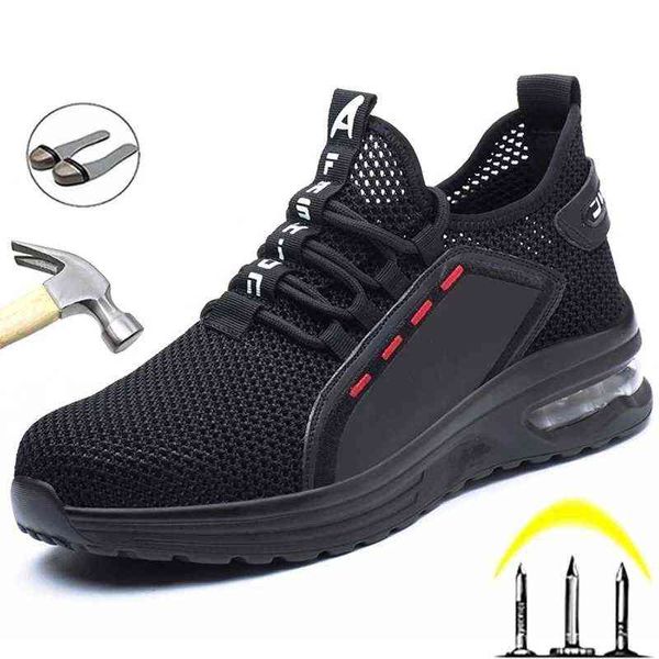 

breathable men work safety shoes anti-smashing steel toe cap working boots construction indestructible work sneakers men shoes 220105, Black;brown