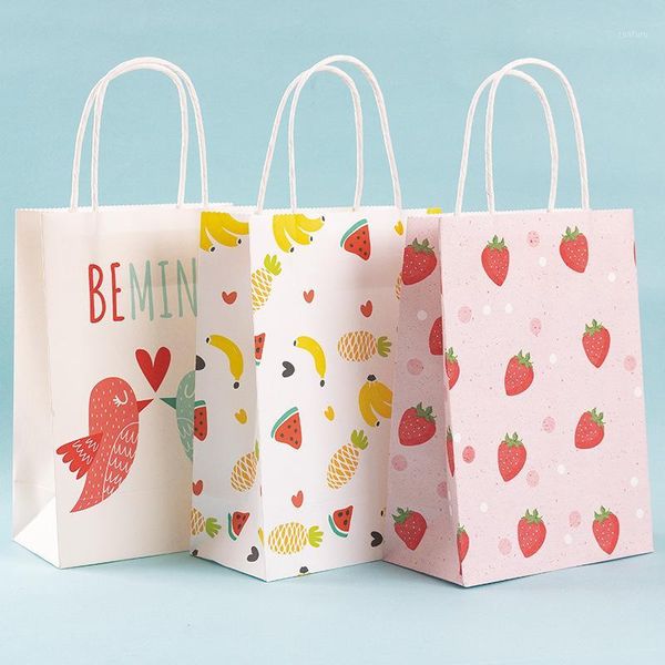 

50pcs festival gift kraft bag white shopping bags with animal multifunction chocolate candy dragee paper gift bag with handles1