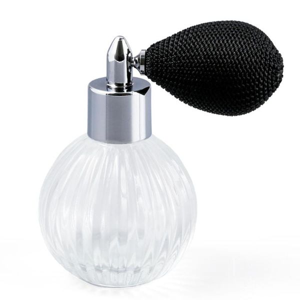 

50ml vintage glass clear perfume spray bottle atomizer black short pump gifts