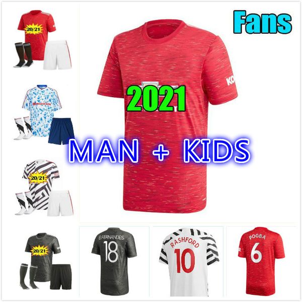 

2020 2021 cavani rashford bruno fernandes soccer jerseys martial james football jersey shirt utd 20 21 man + kids kit equipment, Black;yellow