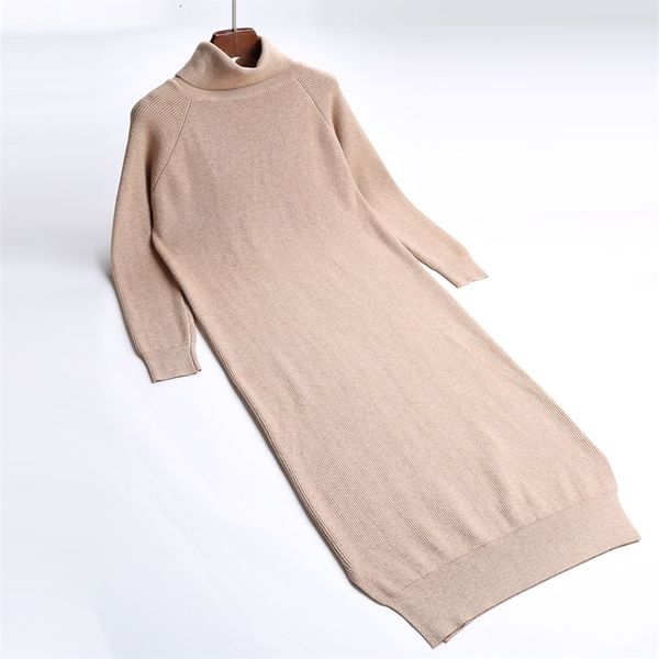 

knitted dress women slim casual autumn winter long sleeve high waist woman sweater dresses warm turtleneck pullovers fp1n, White