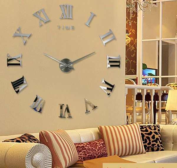 

wholesale-promotion 2016 new home decor large roman mirror fashion modern quartz clocks living room diy wall clock watc qyljzp mywjqq