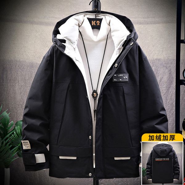 

men's coat 2020 new trend down cotton padded jacket, Black