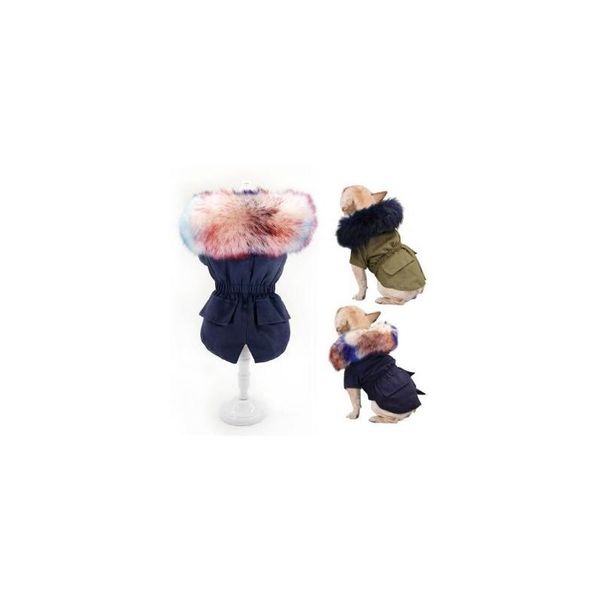 

warm winter dog clothes luxury fur dog coat hoodies for small medium dog windproof pet clothing fleece lined puppy jacket fppuc