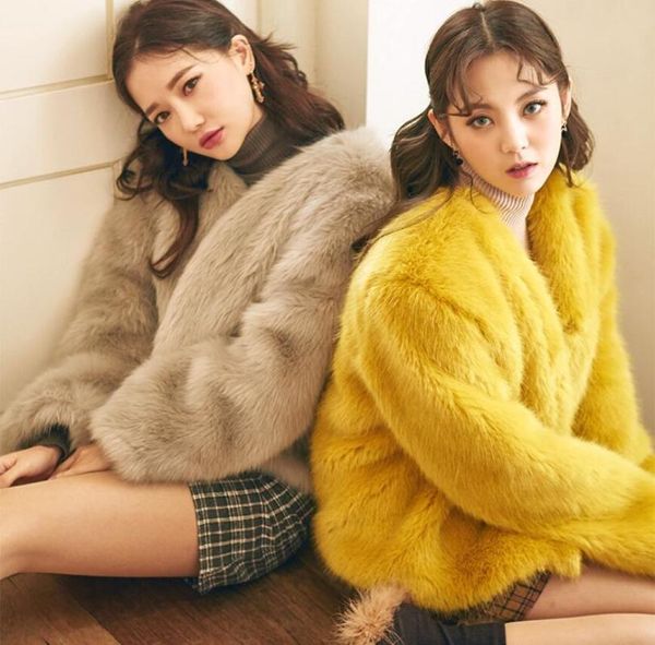 

women's fur & faux european and american style autumn winter coat jacket short large size, Black