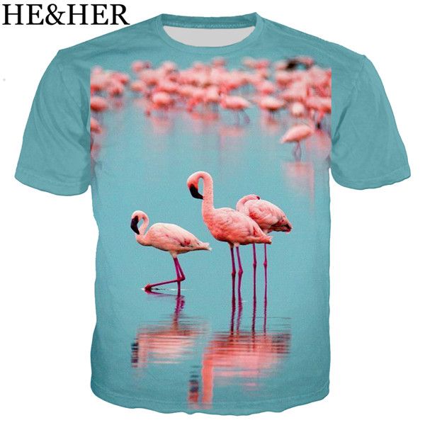 

sweet love flamingo 3d print shirts anime harajuku comics men clothing