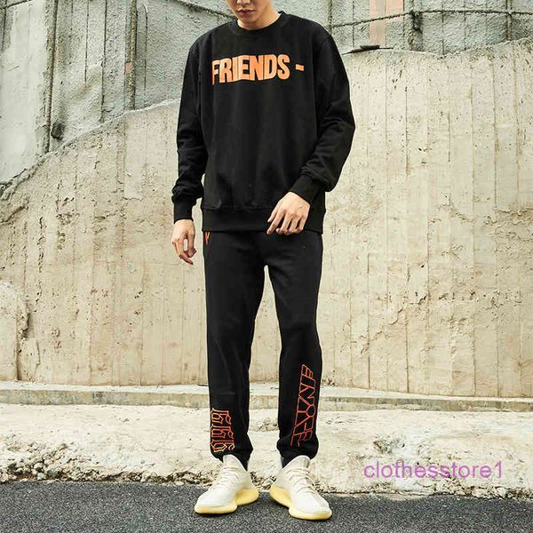 

luxury brand ins pants jeans shorts v english letter pants men's autumn loose leg closure casual sports fashion, Black