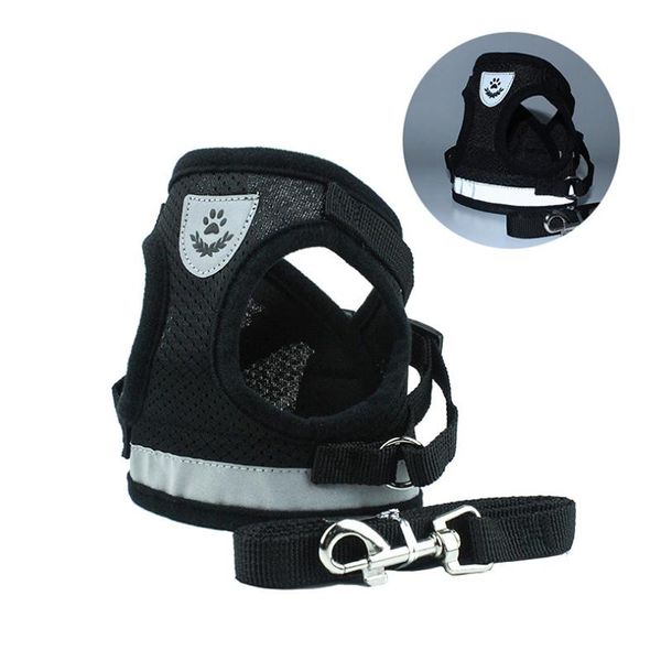 

собака harness для чихуахуа мопс маленький средний собаки нейлоновая сетка щенок cat шлейки vest reflective walking lead поводок petshop наб