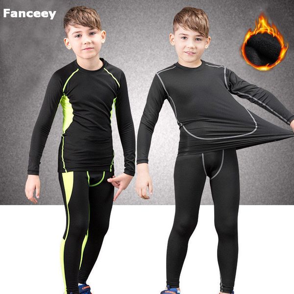 

fanceey winter children thermal underwear compression set warm thermo underwear boys kids long johns girls lucky johns fitness 201023, Black;white
