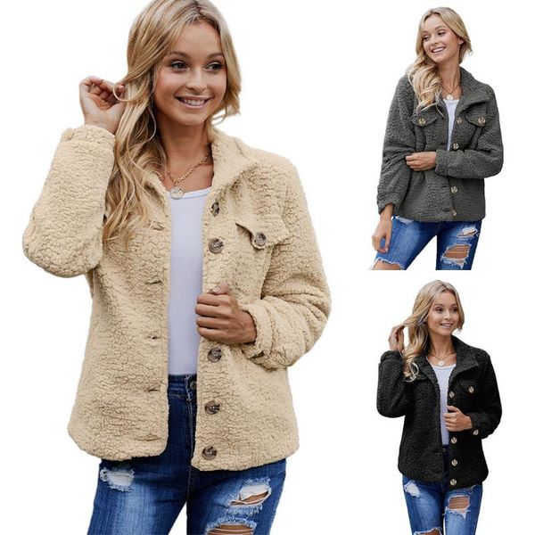 

autumn winter new coat jacket women's 2021 european and american women's lapel single breasted long sleeve loose coat, Black