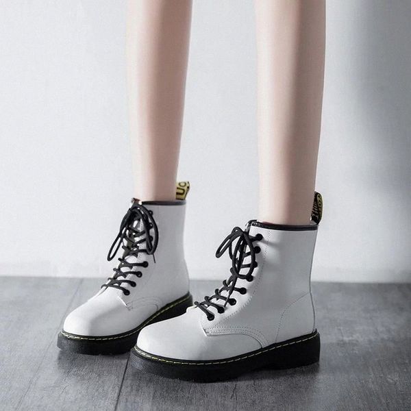 

thicken platform pu leather knee high boots women thick sole lace up winter boots woman punk style motorcycle female #u40a, Black