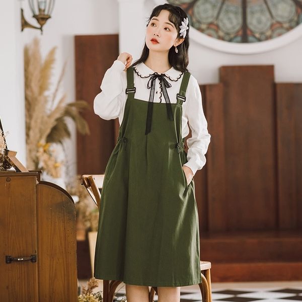 

9cvwf fall winter 2020 new dress sweater versatile base sweater sweet young solid color strap women's 2-piece dress 3663 yscpr, Black;gray