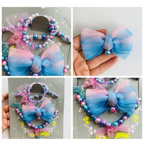 

children's mermaid beading jewelry set fashion necklace gradualcolor mermaid necklace bracelet hairpin suit chris sqcrcv homes2007
