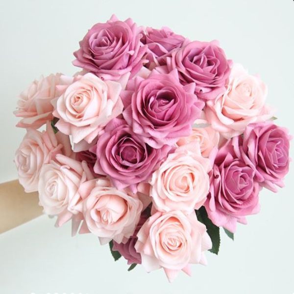 Rose idratanti Fiore artificiale Rose fai-da-te Bouquet da sposa Fiori finti per la decorazione di nozze Decorazioni per la casa per feste San Valentino