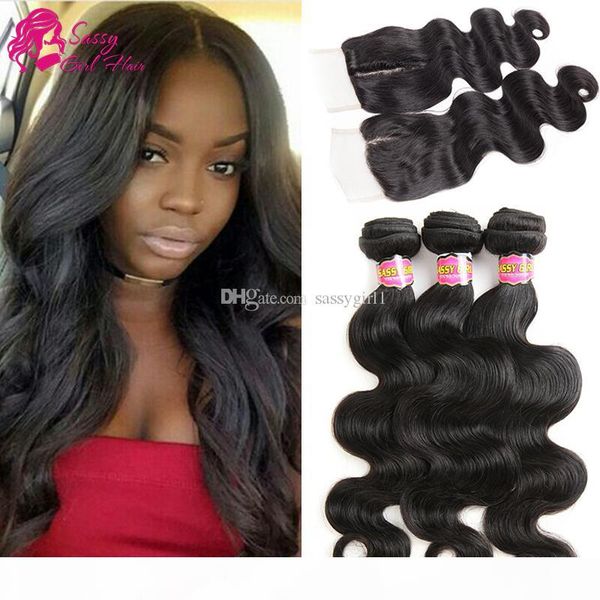 

mongolian virgin body wave 3 bundles with closure 7a unprocessed mongolian human hair bundles with closure part natural color, Black;brown