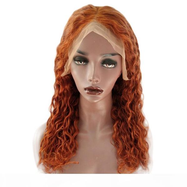 

paff orange colored full lace human hair wig with baby hair loose wave long hair lace front wigs for women, Black;brown