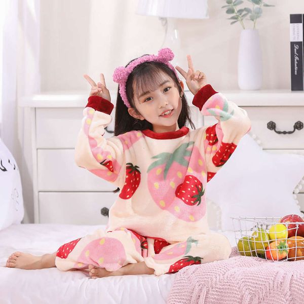 

flannel pajamas men's women's autumn and winter thickened warm home cloth children's cartoon coral veet suit2ztt, Blue;red