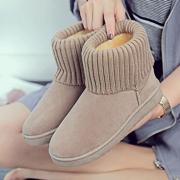 

fashion women's boots winter snow boots woman thick-soled short non-slip cotton thick warm shoes ladies ankle, Black