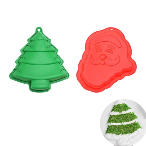 

2pcs рождество 3d силиконовые xmas tree санта формы для выпечки рождественской елки
