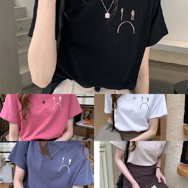 

short sleeve women 2020 summer new korean round neck loose and clothest-shirt clothingversatile student t-shirt women's wear mknrz, White