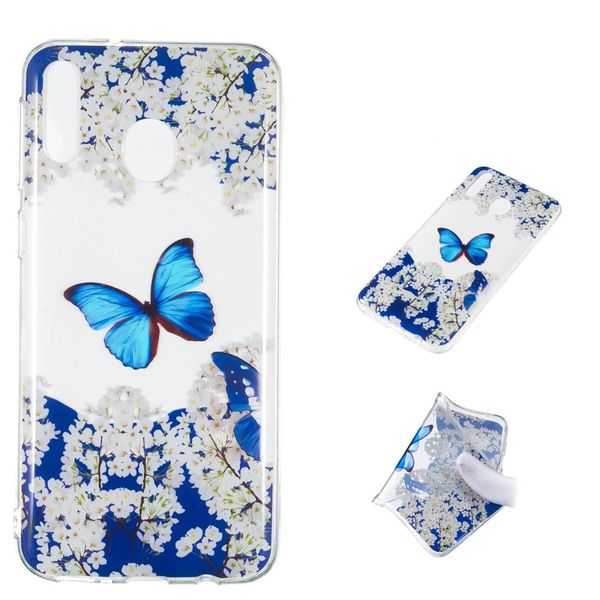 

blue butterfly pattern highly transparent tpu protective case for galaxy m20
