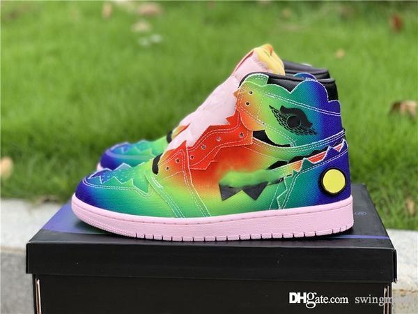 

новый auble authentic j balvin 1 высокий og цветки y вибрас кроссовки многоцветные языки языки черные розовые пена многоцветные спортивные о