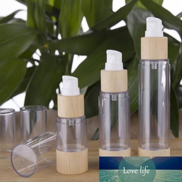 Novo frasco de embalagem de cosméticos de bambu 20ml 30ml 50ml 80ml 100ml 120ml frascos vazios de bomba de vácuo sem ar para maquiagem creme soro loção pele ca