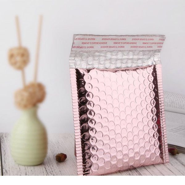

multi-size rose gold aluminum foil shipping mailing bags waterproof express bubble bags for gift packaging jllguq