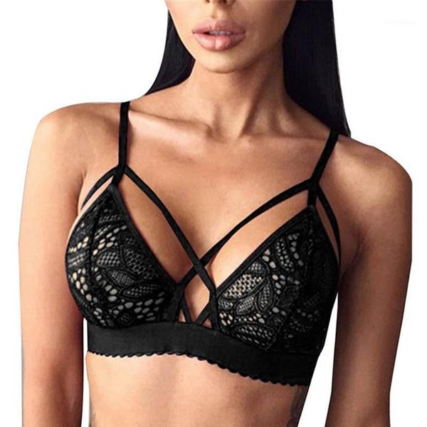 

womens lace triangle bras floral transparent bras crop bustier unpadded mesh lined1, Red;black