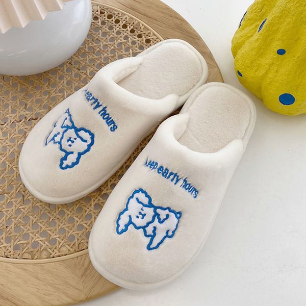 

women slippers plush comfortable shoes ladies cute dog fluffy slipper bedroom flat shoes female footwear 2020 home indoor winter y1202, Black