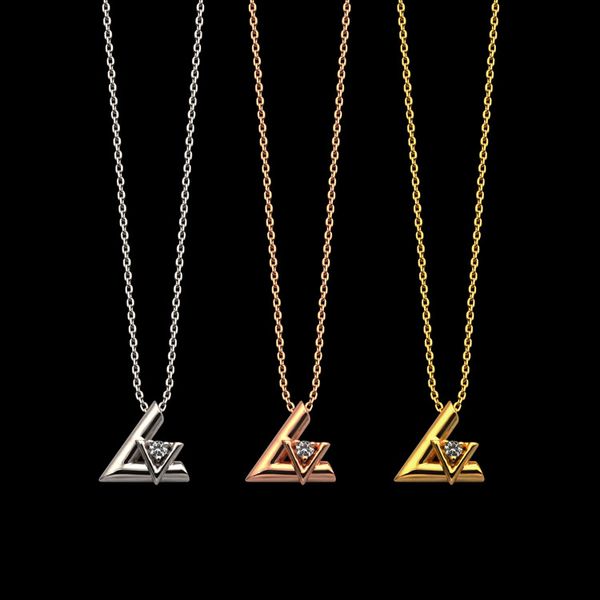

fashion new titanium steel v letter pendant ladies necklace crystal jewelry suitable for gifts, Silver