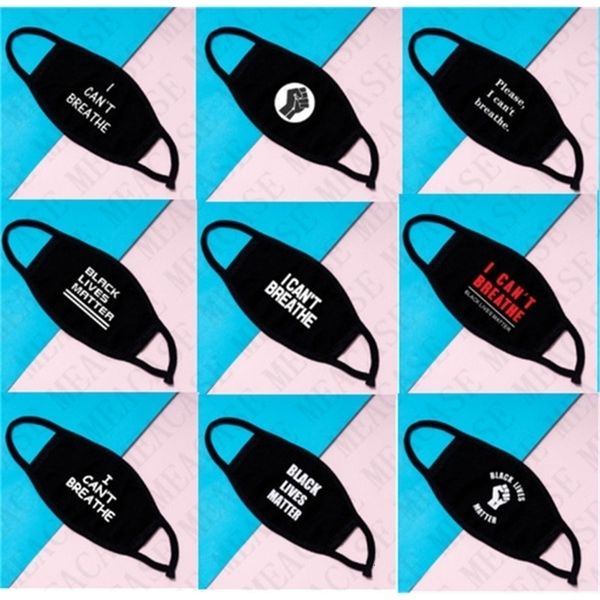 

covers mouth-muffle can't mask breathe i cotton face black lives matter print dustproof double layer washable masks