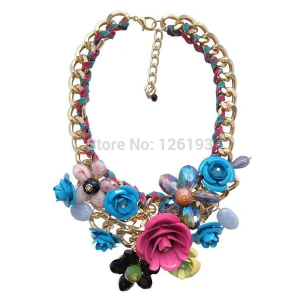 

brand retro metal roses flower vintage choker necklaces gothic jewelry accessory statement necklace 2021 fashion bib chokers, Golden;silver