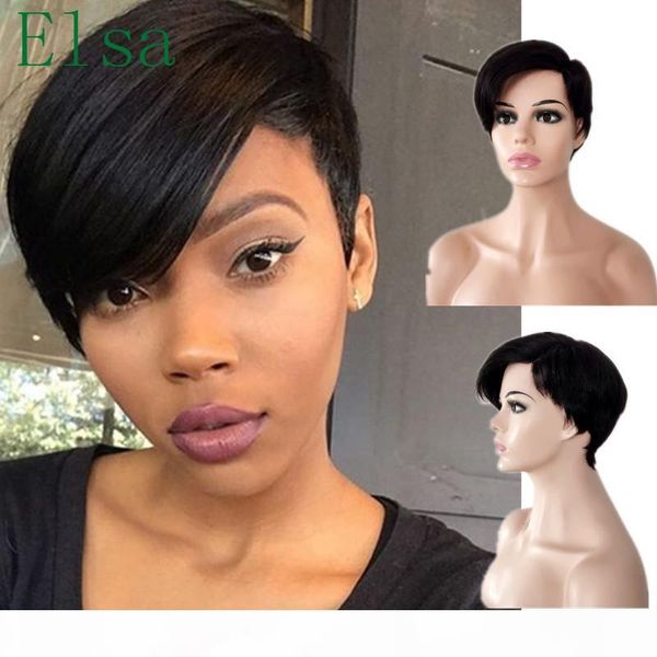 

human hair wig straight short wigs natural straight pre-plucked hairline brazilian virgin hair 120% density lace front wig with baby hair, Black;brown