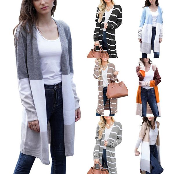 

2020 fashion cardigans knitted sweaters women autumn thin knit cardigan sweater cotton long outwear coat female plus size 2xl, White;black
