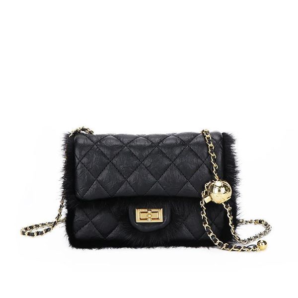 

shoulder bags for women 2021 luxury handbags big gold bead chain bag winter hairy messenger purses and
