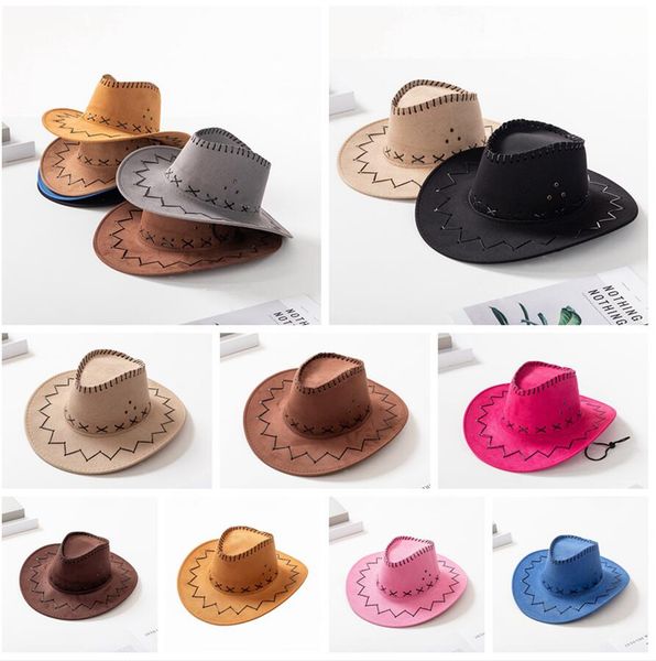 

fashion cowboy cap parent-child western knight hat fashion pull rope caps outdoor summer beach boy girl travel sun wide brim hats ljjp780, Blue;gray