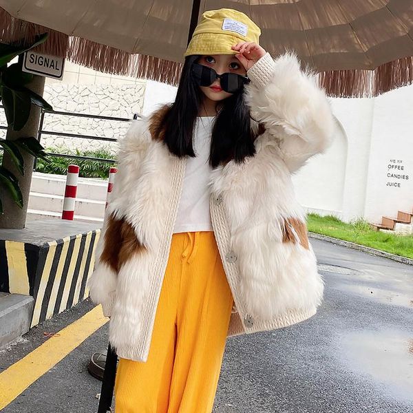 

2021 winter coat for kids multicolor real fur jacket baby girl fashion casual wool fur jackets girls casual clothes outwear w710, Blue;gray