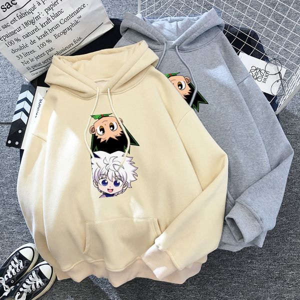 

killua-gon ss hunter x hunter hoodies hooded women sweatshirt long-sleeved anime autumn casual hooded streetwear, Black