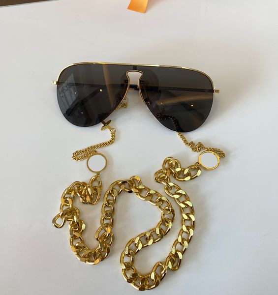 

party pilot sunglasses 1469 gold half frame pink shaded with chain gafa de sol fashion sun glasses shades uv400 protection eyewear with box, White;black