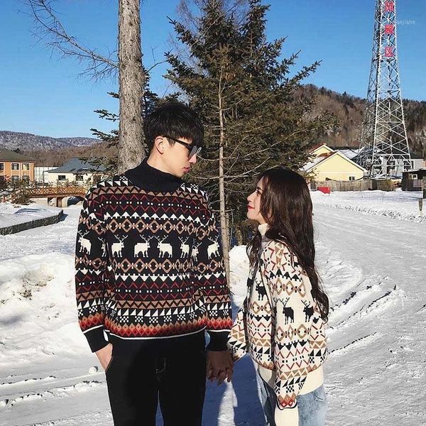 

christmas printed deer sweater fashion men sweater knitwear streetwear jersey pull homme half turtleneck vintage1, White;black