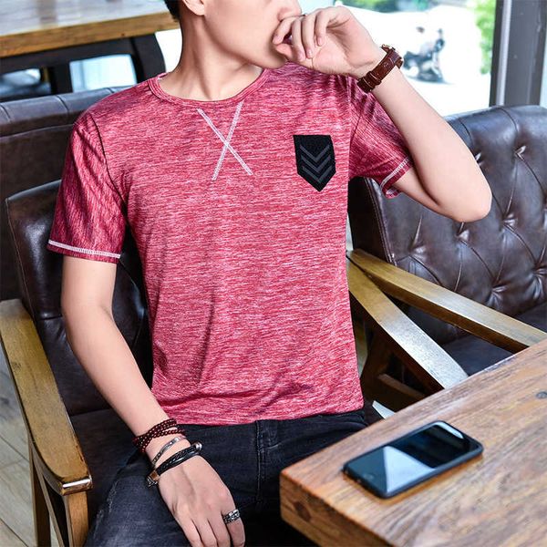 

summer combination men's printed round neck short sleeve fashion breathable t-shirt male youth student top, White;black