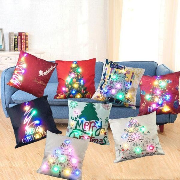 

led luminous linen covers light cushion cover office nap christmas pillow case home sofa car decoration dhf1356