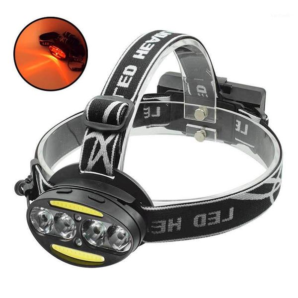 

headlamps powerful xml t6+cob led headlight white red light rechargeable head lamp waterproof 7-mode frontal for hunting1