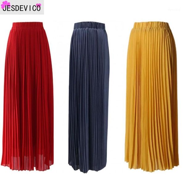

new pleated maxi long skirt high-waisted crinkle stretch chiffon muslim half dress dubai islamic muslim women lengthen over size1, Red