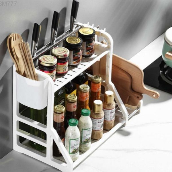 

kitchen without drilling seasoning shelf storage holder artifact chopsticks knife plastic products household complete