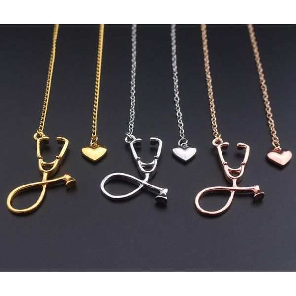 Mode Medizinische Schmuck Legierung Ich Liebe Dich Herz Anhänger Halskette Stethoskop Halskette Für Krankenschwester Arzt Schmuck Geschenk Großhandel Npamt