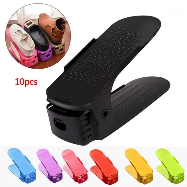 

10pcs durable adjustable shoe organizer shoes storage rack shoebox stand for footwear support slot space saving cabinet closet1